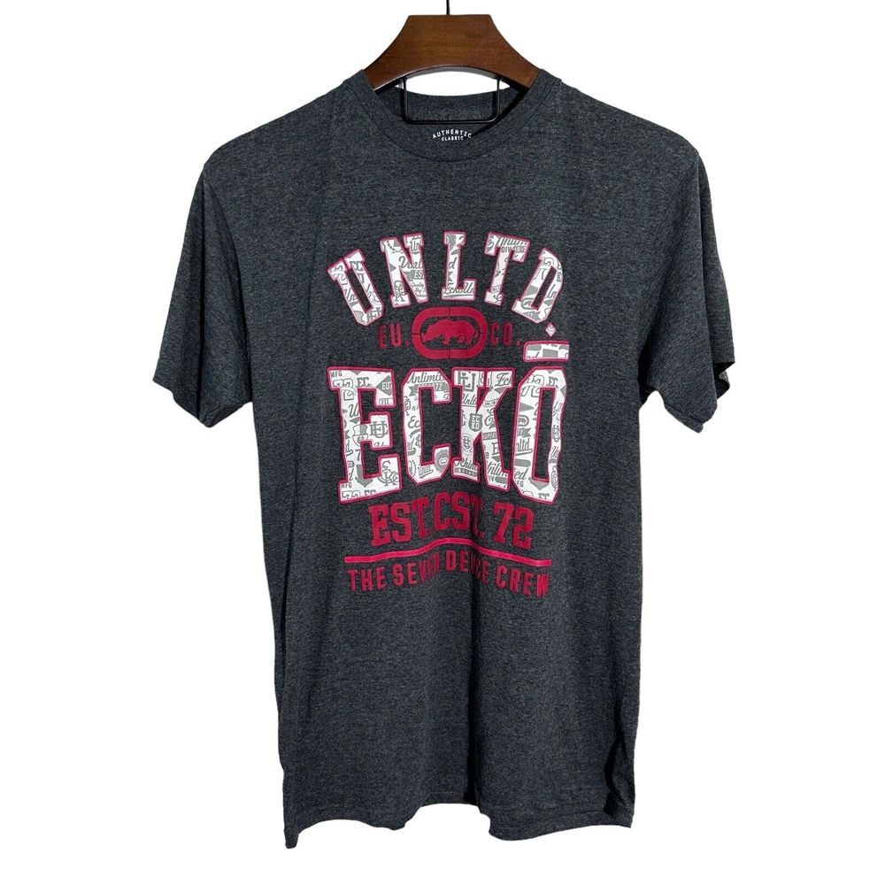 ECKO UNLTD. Gray Short Sleeve Cotton Blend Graphic T-Shirt Size Medium